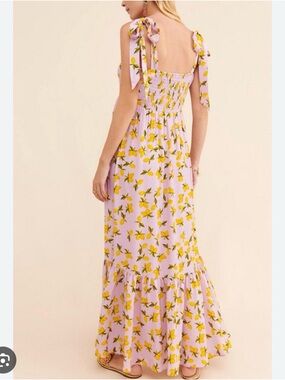 Yumi Kim Tie-Shoulder Lemon Print Maxi Dress - purple